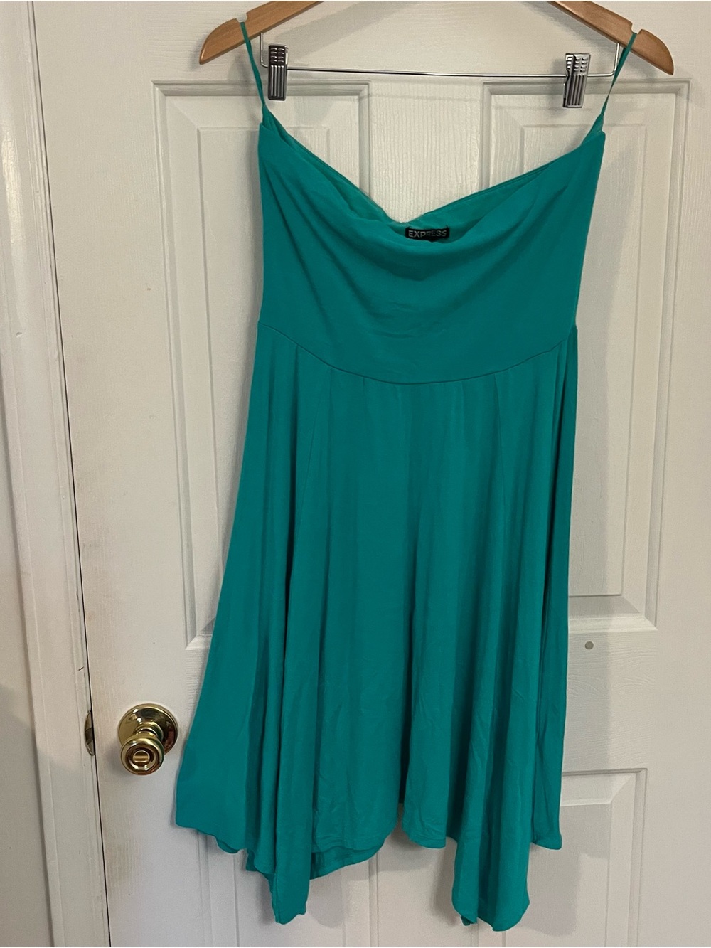 Express Teal Strapless Jersey Dress